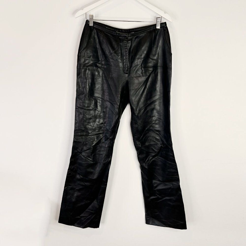 Lord & Taylor Black Genuine Leather Boot Cut Pants